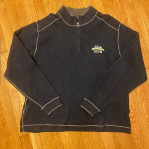 Cutter & Buck Men XXL Seattle Seahawks Football Sweater All Cotton Navy 1/4 Zip